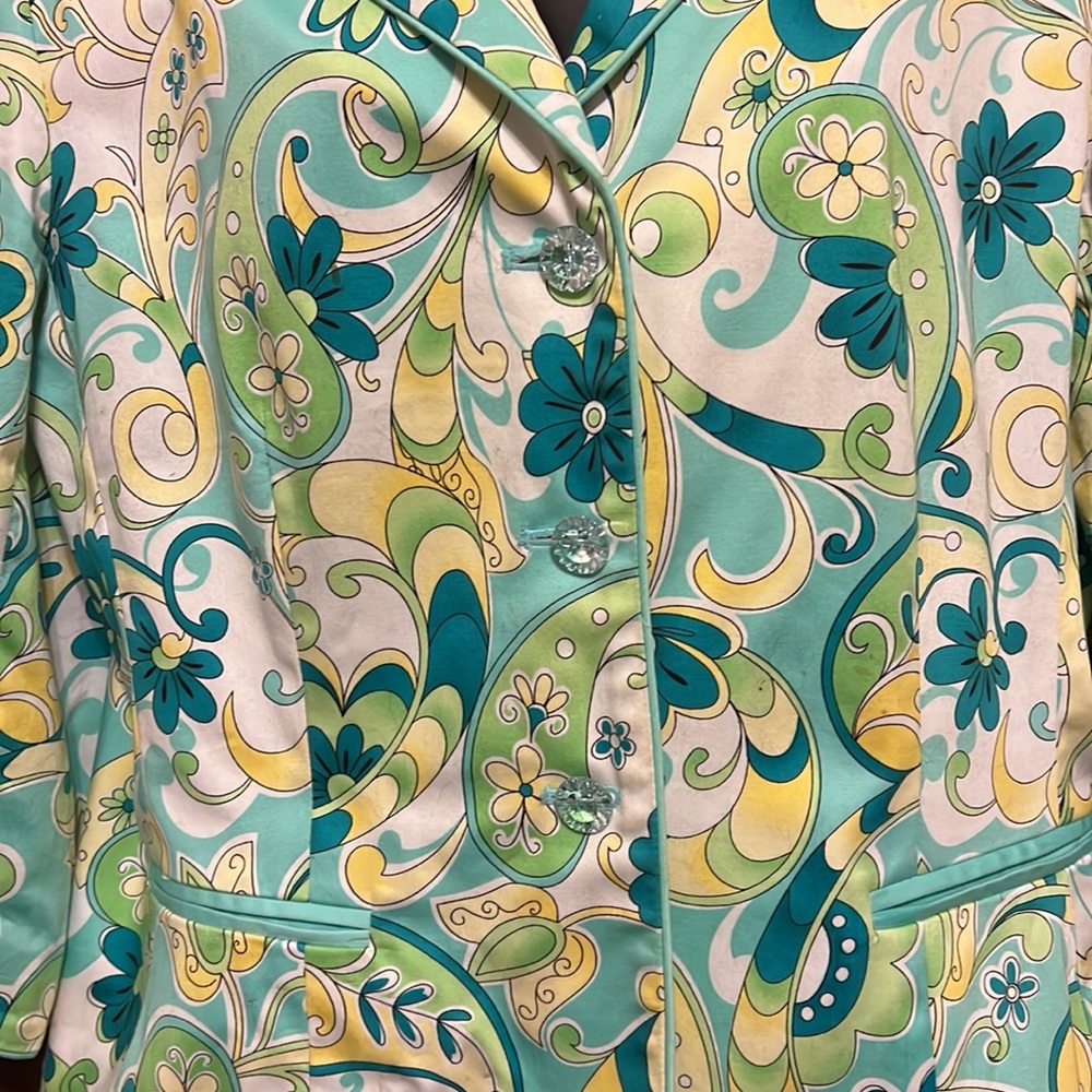 Chadwick’s Bohemian bright print lined short waisted Blazer**NEEDS 2B DRYCLEANED - Picture 2 of 8